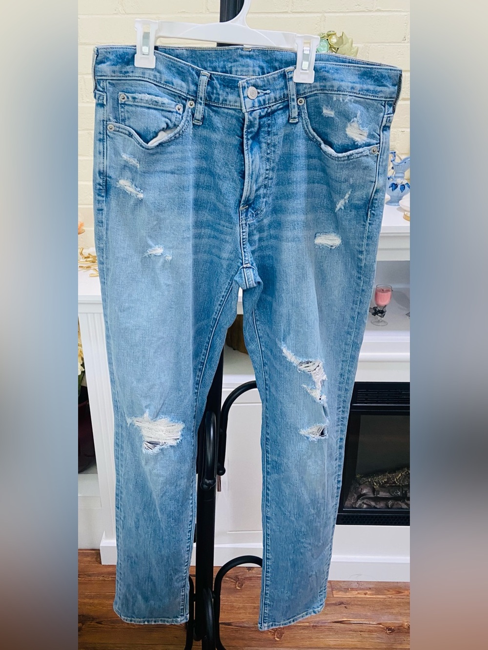 Abercrombie & Fitch Light Blue Distressed Boyfriend Jeans